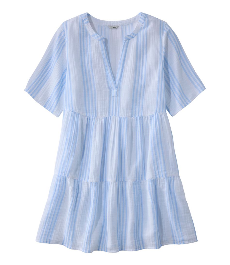 L.L.Bean Discount | Women's Cloud Gauze Cover-Up, Tiered Dress Print