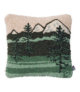 L.L.Bean New | Wool Hooked Throw Pillow, Mountains, 14" x 14"