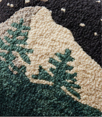 L.L.Bean New | Wool Hooked Throw Pillow, Winter Woods, 12" x 18"