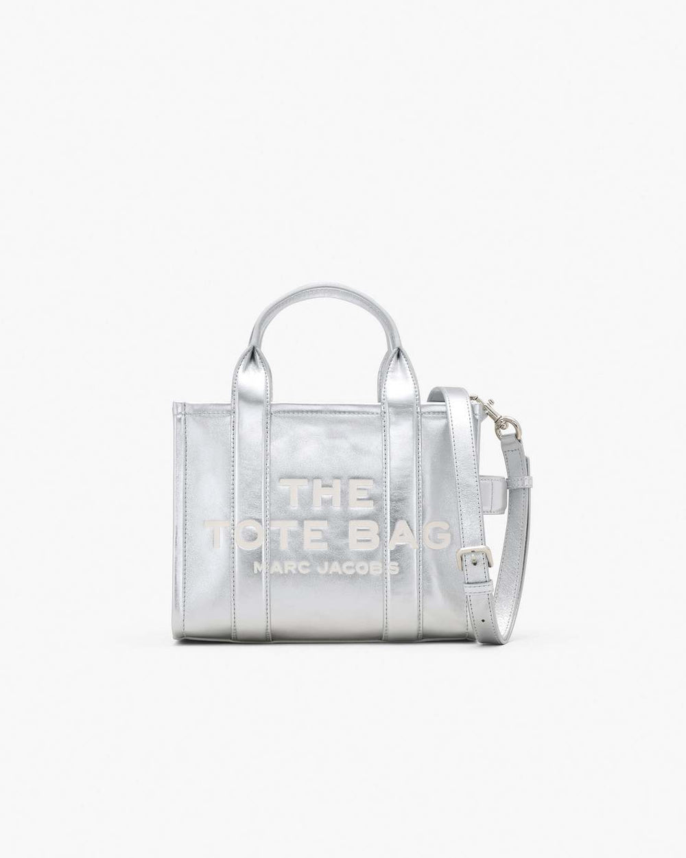 Marc Jacobs The Metallic Leather Small Tote Bag Metallic Silver BAGS