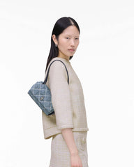Marc Jacobs The Quilted Denim Mini Dual Shoulder Bag Light Wash Indigo BAGS
