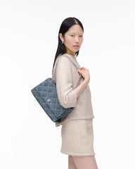Marc Jacobs The Quilted Denim Dual Convertible Shoulder Bag Light Wash Indigo BAGS