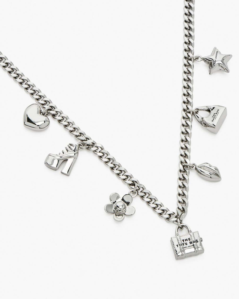 Marc Jacobs The Mini Icon Charm Necklace Light Antique Silver JEWELRY