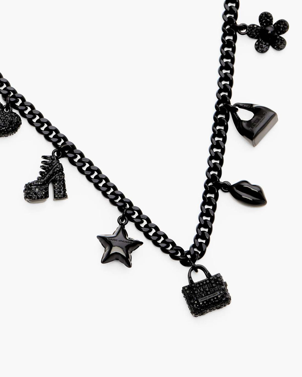 Marc Jacobs Mini Icon Pave Charm Necklace Black/Black Crystal JEWELRY