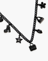 Marc Jacobs Mini Icon Pave Charm Necklace Black/Black Crystal JEWELRY
