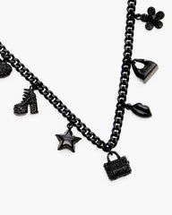 Marc Jacobs Mini Icon Pave Charm Necklace Black/Black Crystal JEWELRY