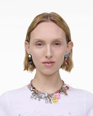 Marc Jacobs The Sticker Charm Statement Necklace Silver Multi JEWELRY