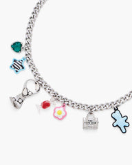 Marc Jacobs The Sticker Charm Necklace Silver Multi JEWELRY