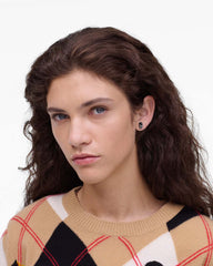 Marc Jacobs The Domino Stud Earrings Silver/Black JEWELRY|NEW ARRIVALS