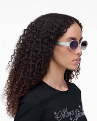 Marc Jacobs The Classic Logo Round Sunglasses Silver ACCESSORIES