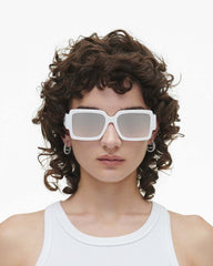Marc Jacobs The Bold Logo Square Mirrored Sunglasses White/Grey ACCESSORIES