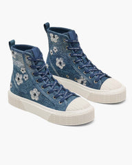 Marc Jacobs The Sequin Daisy Denim High Top Sneaker Vintage Indigo SHOES