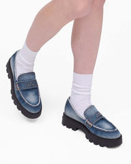 Marc Jacobs The Faded Denim Frankie Loafer Faded Vintage Indigo SHOES|NEW ARRIVALS