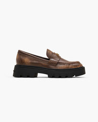 Marc Jacobs The Distressed Leather Frankie Loafer Ebony SHOES