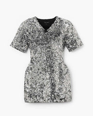 Marc Jacobs Sequin V-Neck Knit Dress Silver READY TO WEAR|NEW ARRIVALS