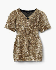 Marc Jacobs Sequin V-Neck Knit Dress Gold READY TO WEAR