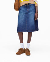Marc Jacobs Two Tone Shadow Denim Skirt Dark Slub Indigo READY TO WEAR|NEW ARRIVALS