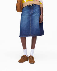 Marc Jacobs Two Tone Shadow Denim Skirt Dark Slub Indigo READY TO WEAR|NEW ARRIVALS