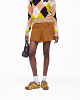 Marc Jacobs Suede Box Pleat Mini Skirt Copper READY TO WEAR|NEW ARRIVALS