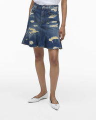 Marc Jacobs The Rip And Repair Fluted Mini Skirt Punk Indigo READY TO WEAR