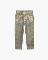 Marc Jacobs The Metallic Jumbled Logo Jeans Gold READY TO WEAR