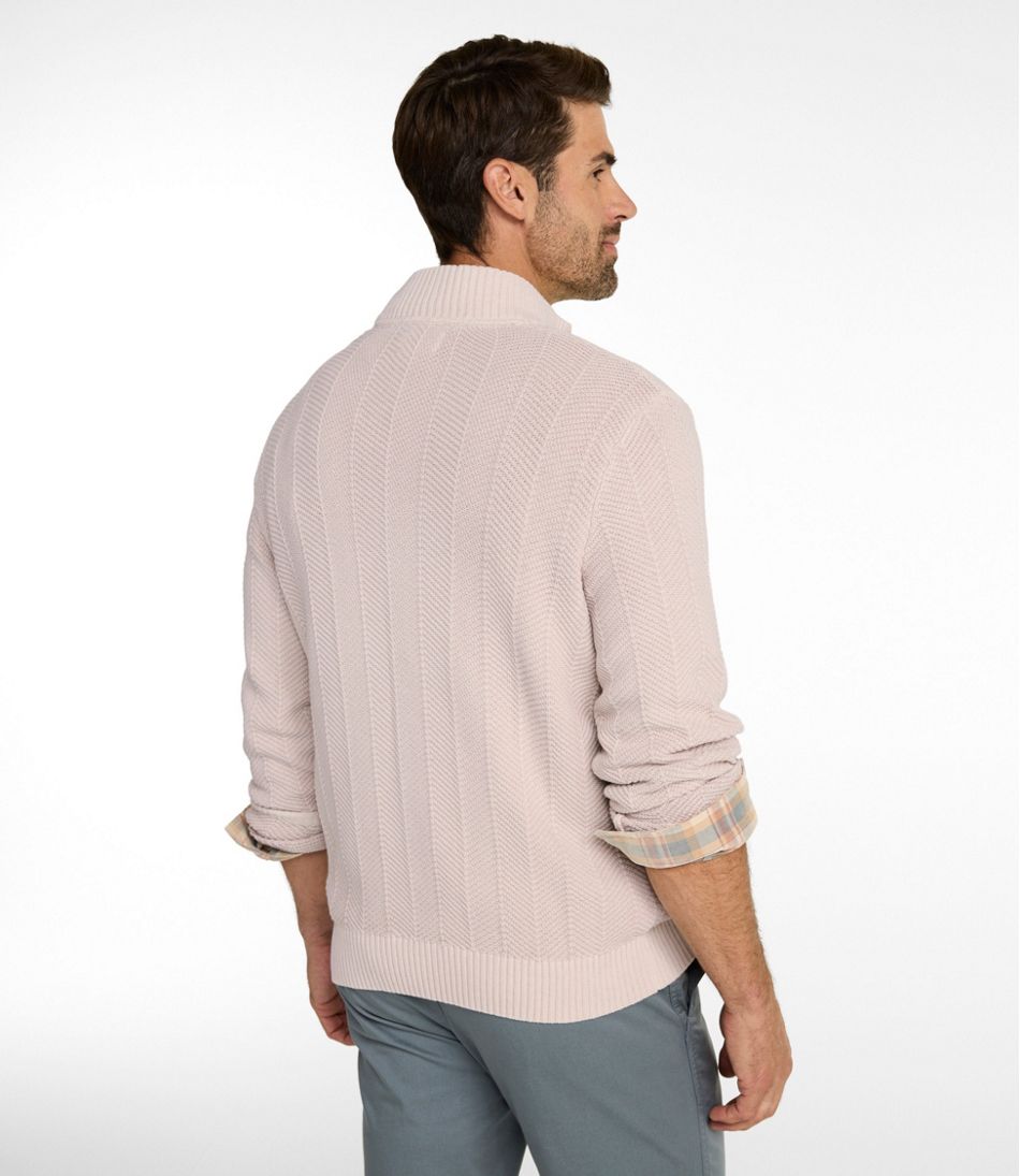 L.L.Bean Discount | Men's Sunwashed Textured Cotton Sweater, Herringbone 1/4 Zip