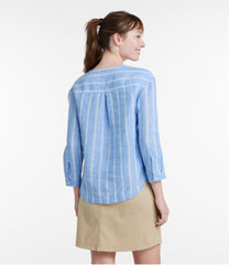 L.L.Bean Discount | Women's Premium Washable Linen Shirt, Splitneck Stripe