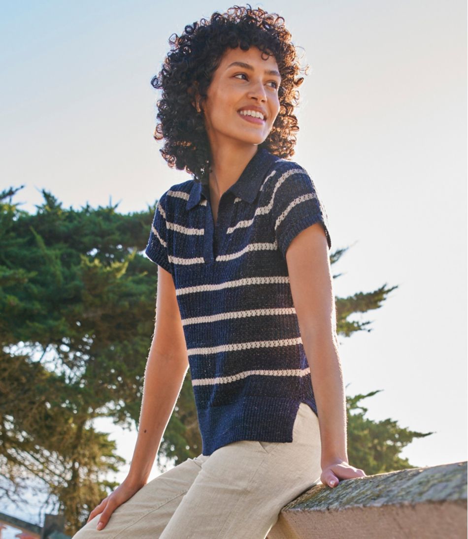 L.L.Bean On Sale | Women's Organic Cotton Slub Pointelle Sweater, Polo
