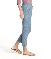 L.L.Bean Sale | Women's Lakewashed Pull-On Chinos, Mid-Rise Chambray Ankle Pants