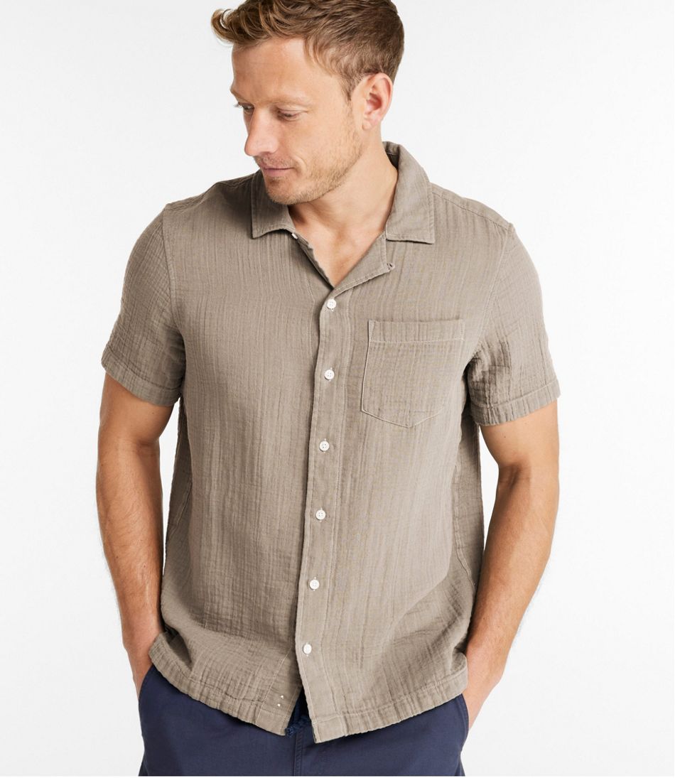 L.L.Bean Sale | Men's Cloud Gauze Shirt, Short-Sleeve, Slightly Fitted Untucked Fit