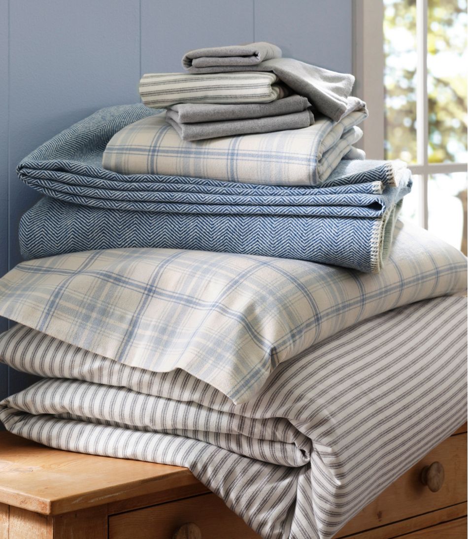 L.L.Bean New | Ultrasoft Comfort Flannel Comforter Cover Collection, Stripe