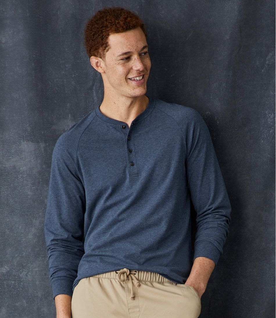 L.L.Bean Online | Men's Comfort Stretch Pima Tee Shirt, Long-Sleeve Henley