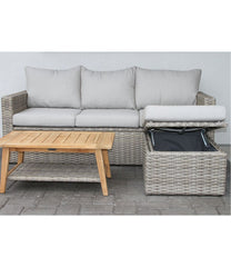 L.L.Bean For Sale | Wicker Storage Sofa and Teak Coffee Table Set