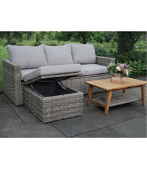 L.L.Bean For Sale | Wicker Storage Sofa and Teak Coffee Table Set