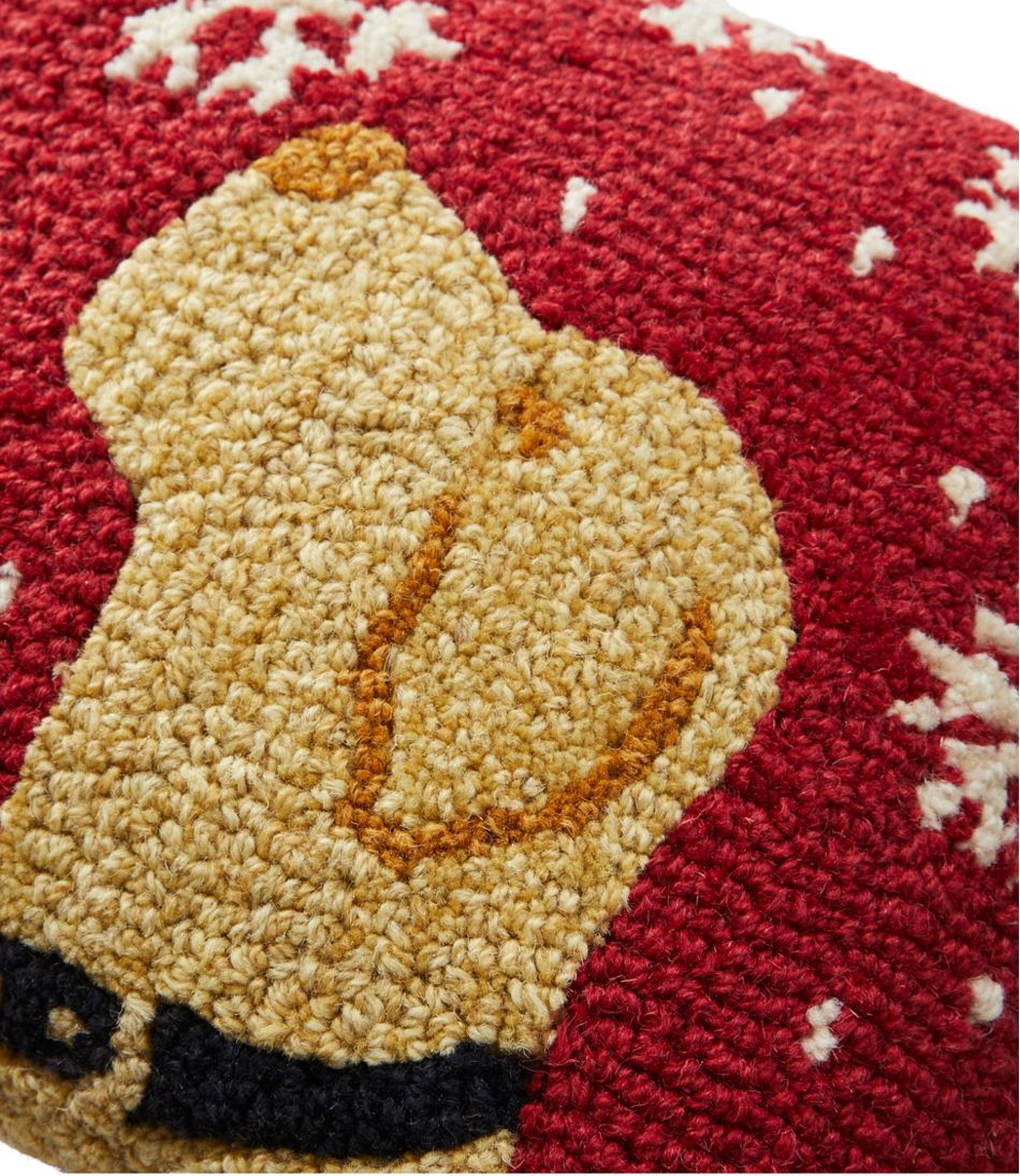 L.L.Bean Sale | Wool Hooked Throw Pillow, Snowflake Yellow Lab, 14" x 14"