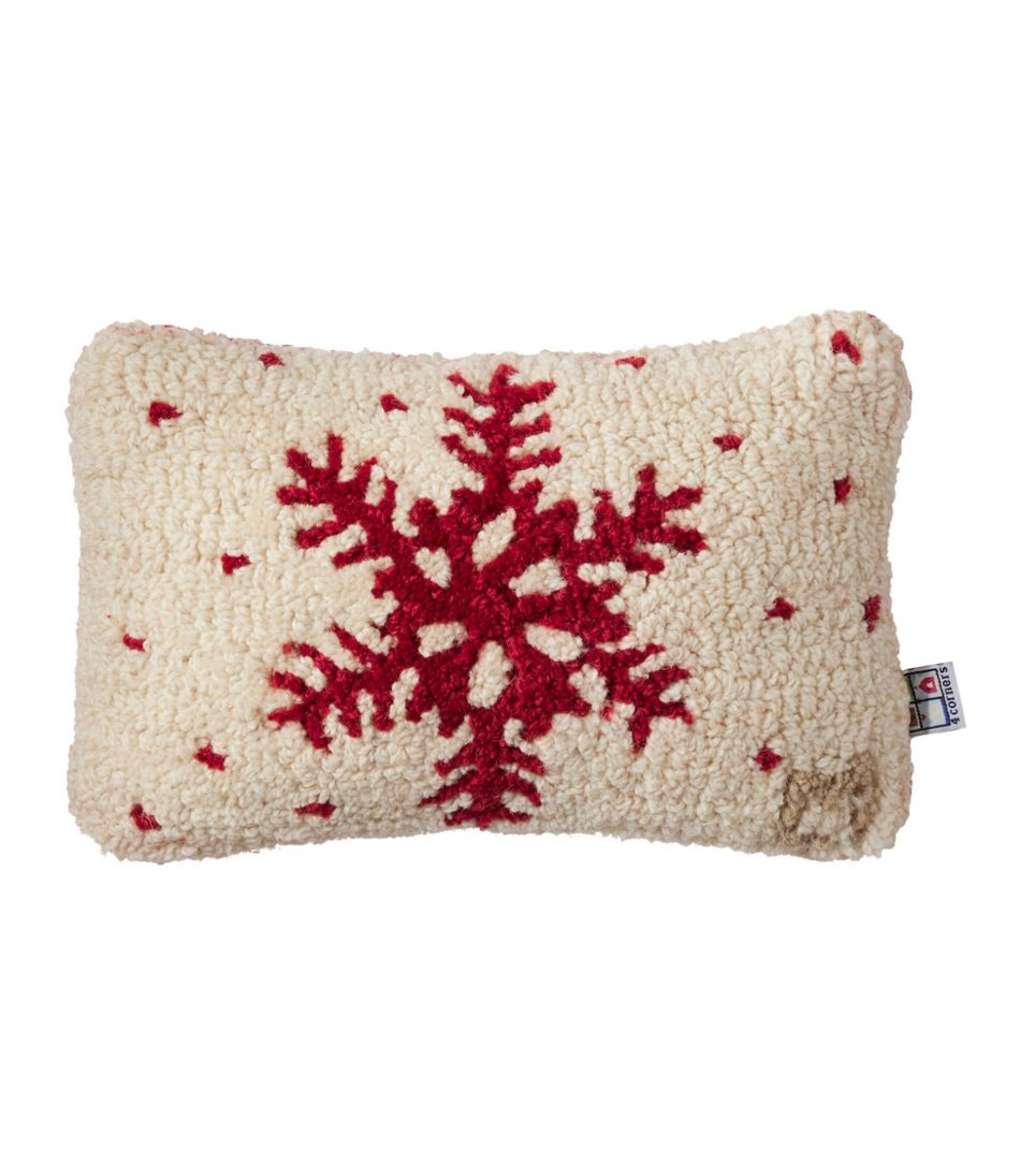 L.L.Bean On Sale | Wool Hooked Throw Pillow, Red Flake, 8" x 12"