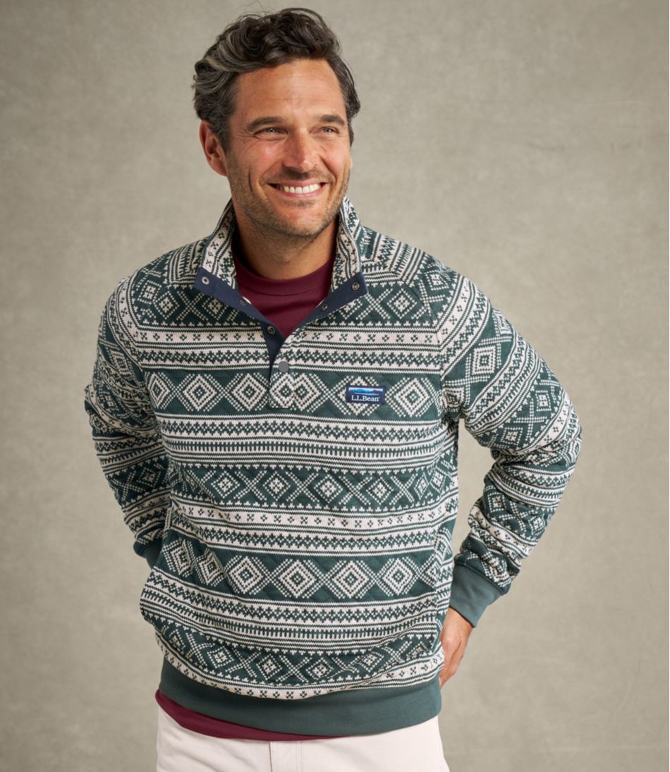 L.L.Bean US | Men's Bean's Quilted Sweatshirt, Mockneck, Print
