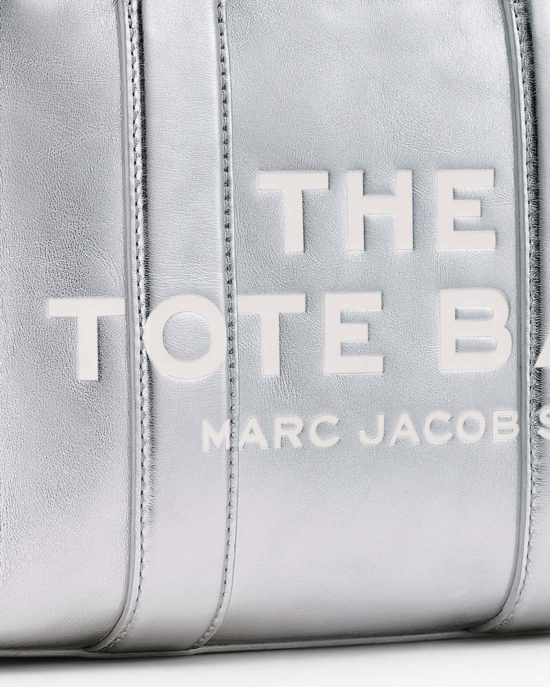 Marc Jacobs The Metallic Leather Small Tote Bag Metallic Silver BAGS