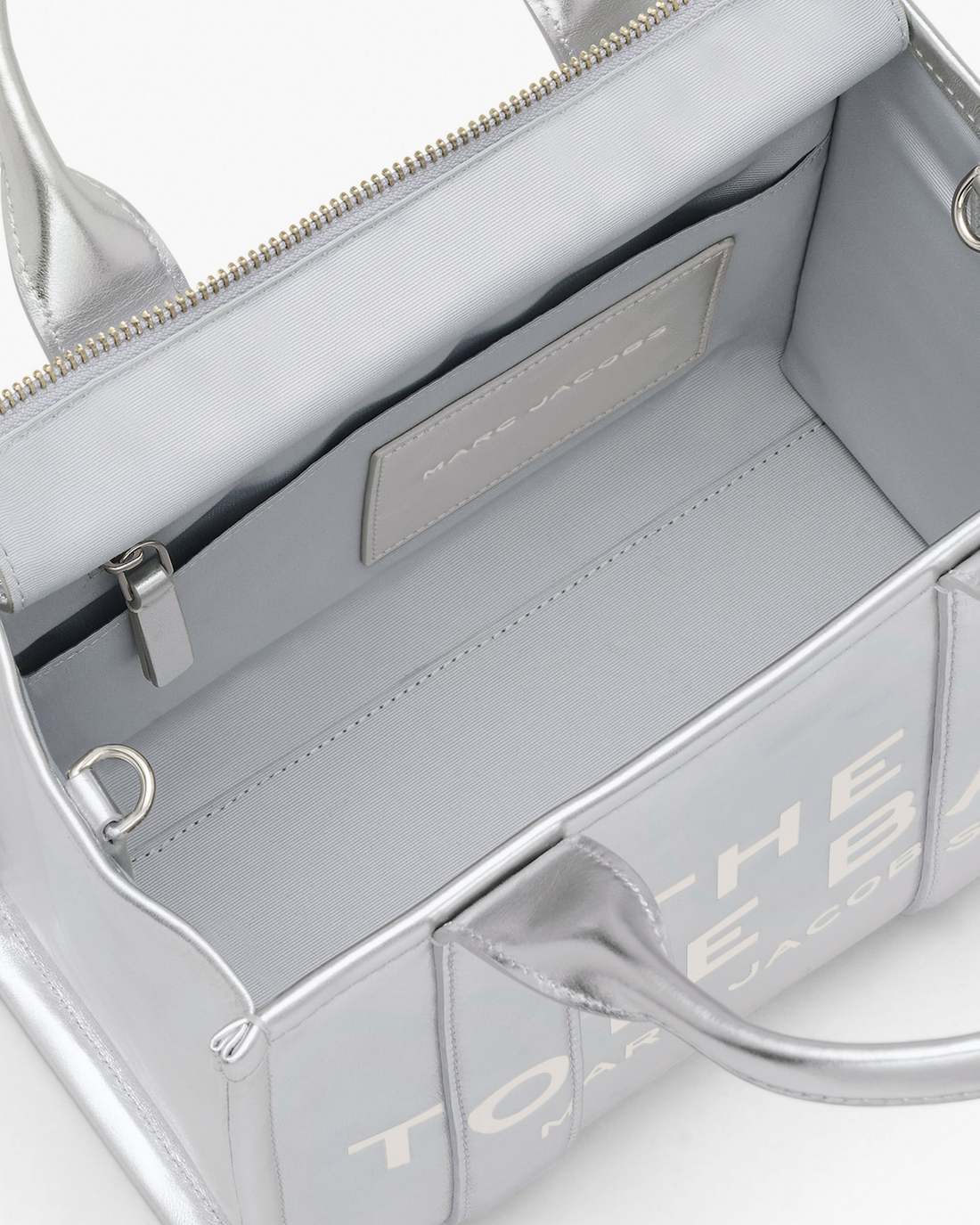 Marc Jacobs The Metallic Leather Small Tote Bag Metallic Silver BAGS