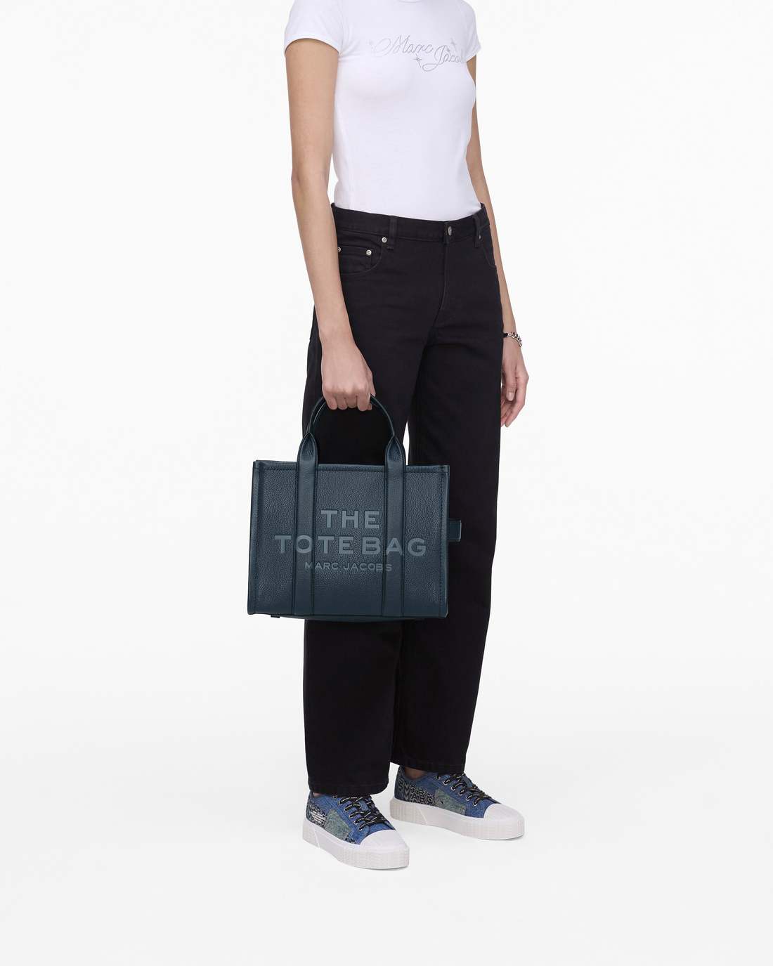 Marc Jacobs The Leather Medium Tote Bag Blue Sea BAGS