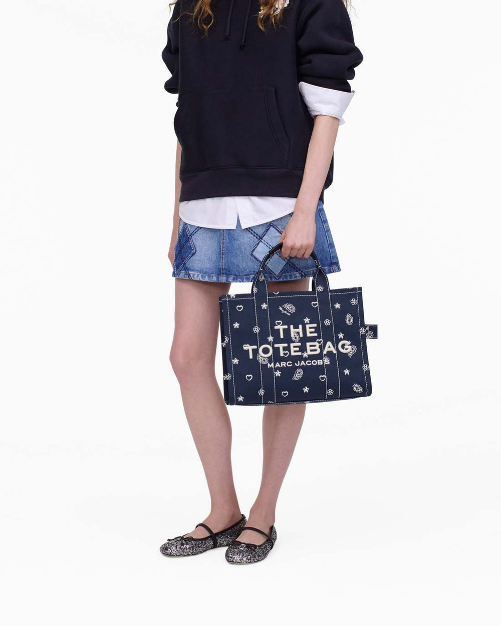 Marc Jacobs The Bandana Canvas Medium Tote Bag Navy Multi BAGS|NEW ARRIVALS