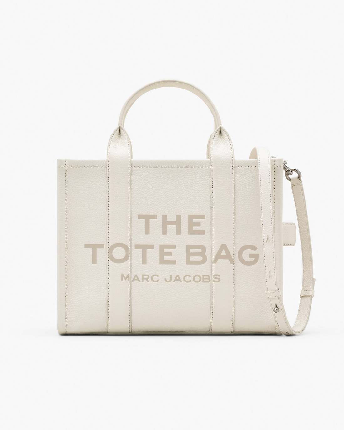 Marc Jacobs The Leather Medium Tote Bag Cotton/Silver BAGS|NEW ARRIVALS