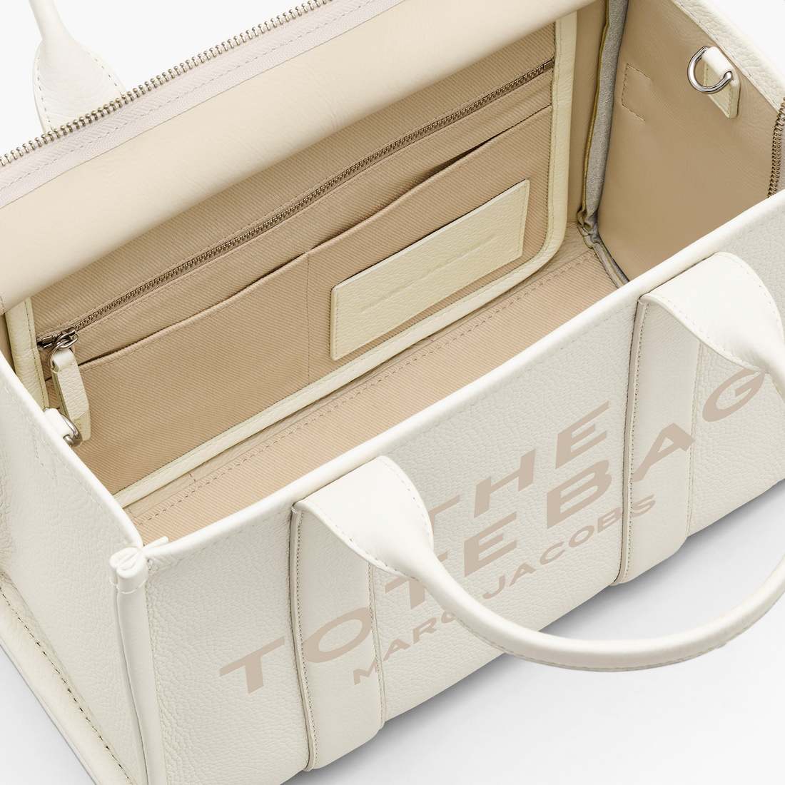 Marc Jacobs The Leather Medium Tote Bag Cotton/Silver BAGS|NEW ARRIVALS