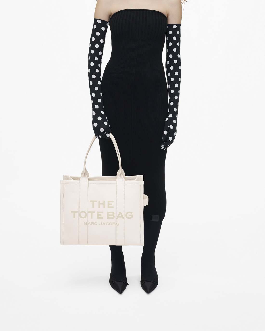 Marc Jacobs The Leather Large Tote Bag Cotton/Silver BAGS