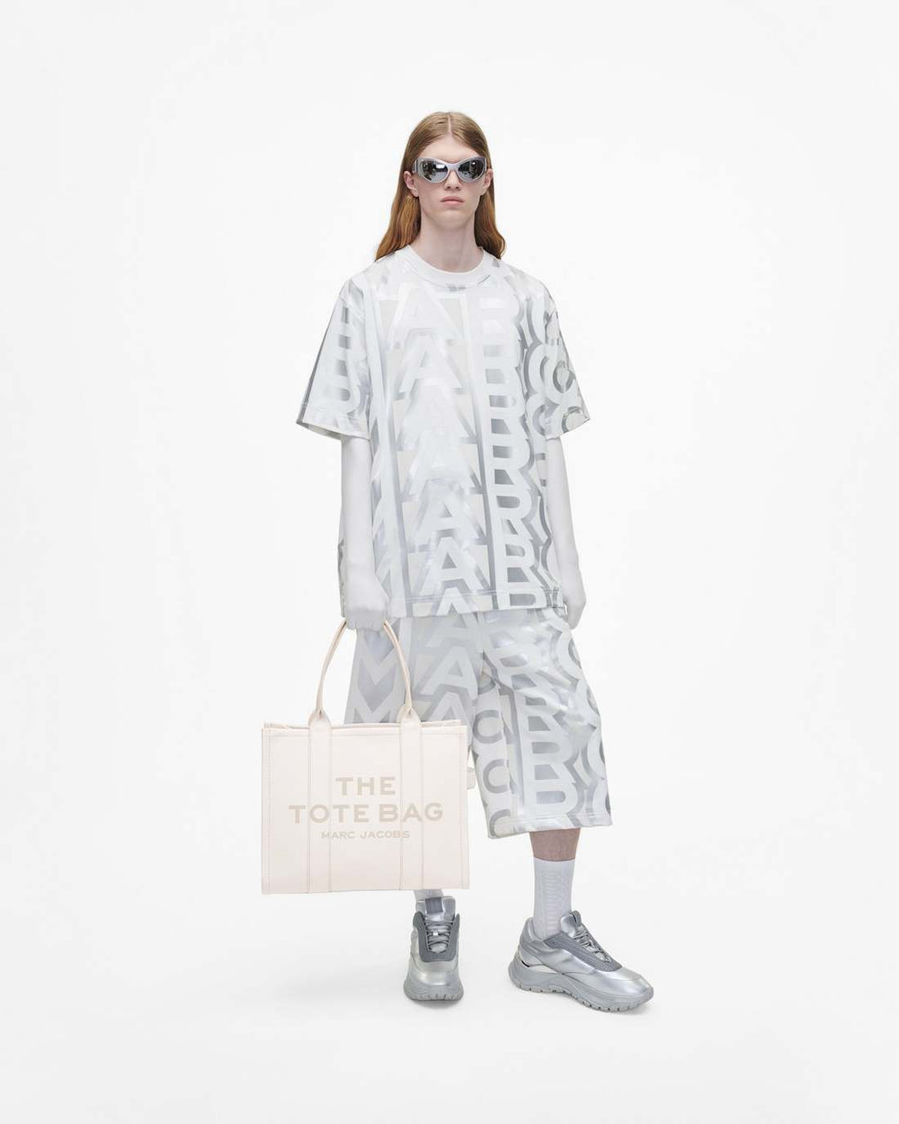 Marc Jacobs The Leather Large Tote Bag Cotton/Silver BAGS