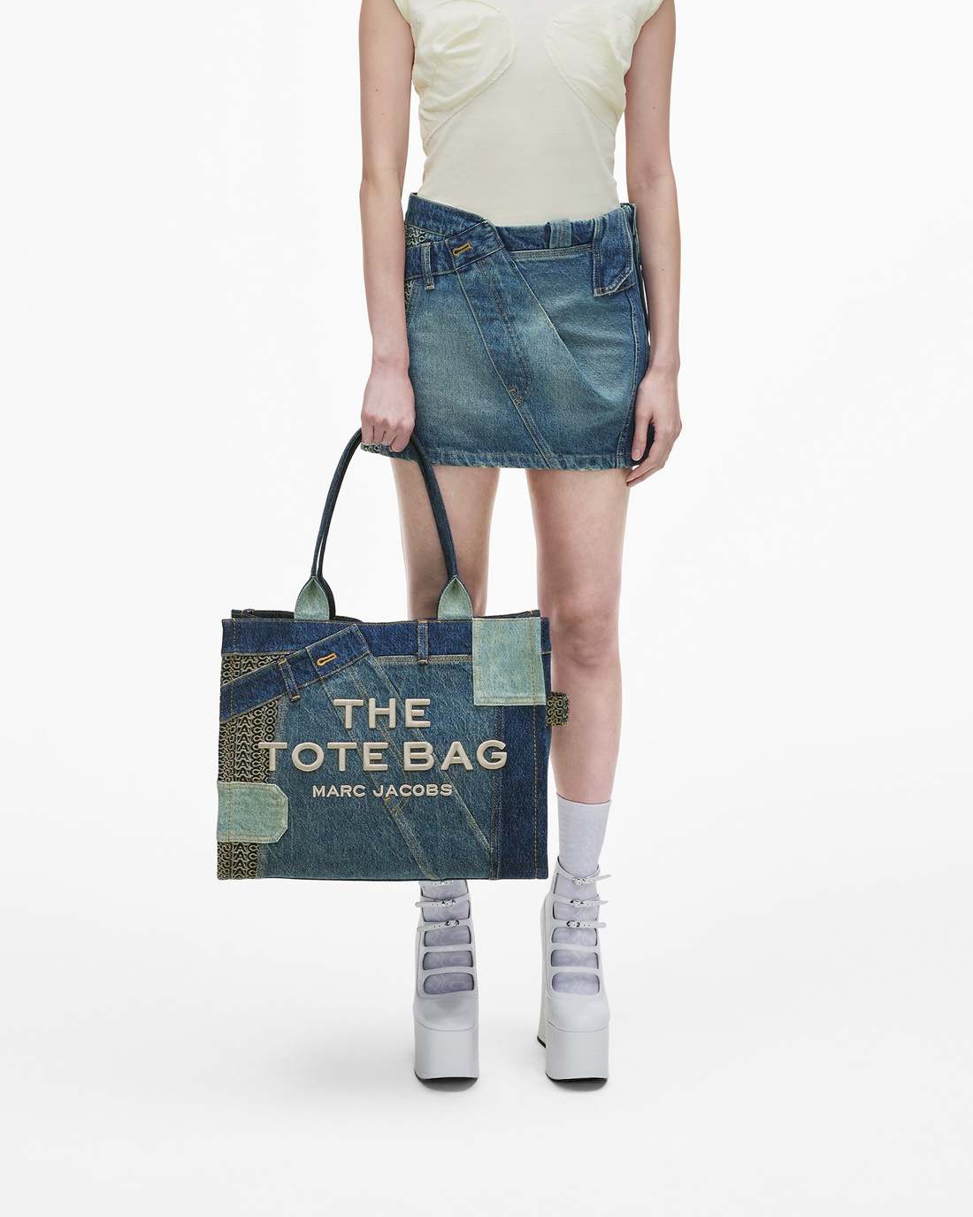 Marc Jacobs The Deconstructed Denim Large Tote Bag Indigo Multi BAGS
