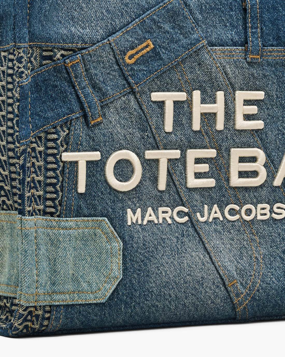 Marc Jacobs The Deconstructed Denim Medium Tote Bag Indigo Multi BAGS