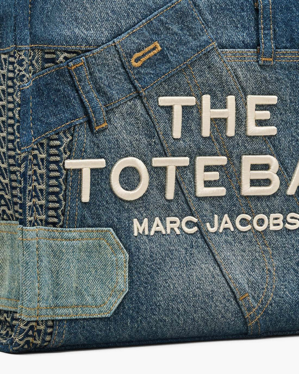 Marc Jacobs The Deconstructed Denim Medium Tote Bag Indigo Multi BAGS