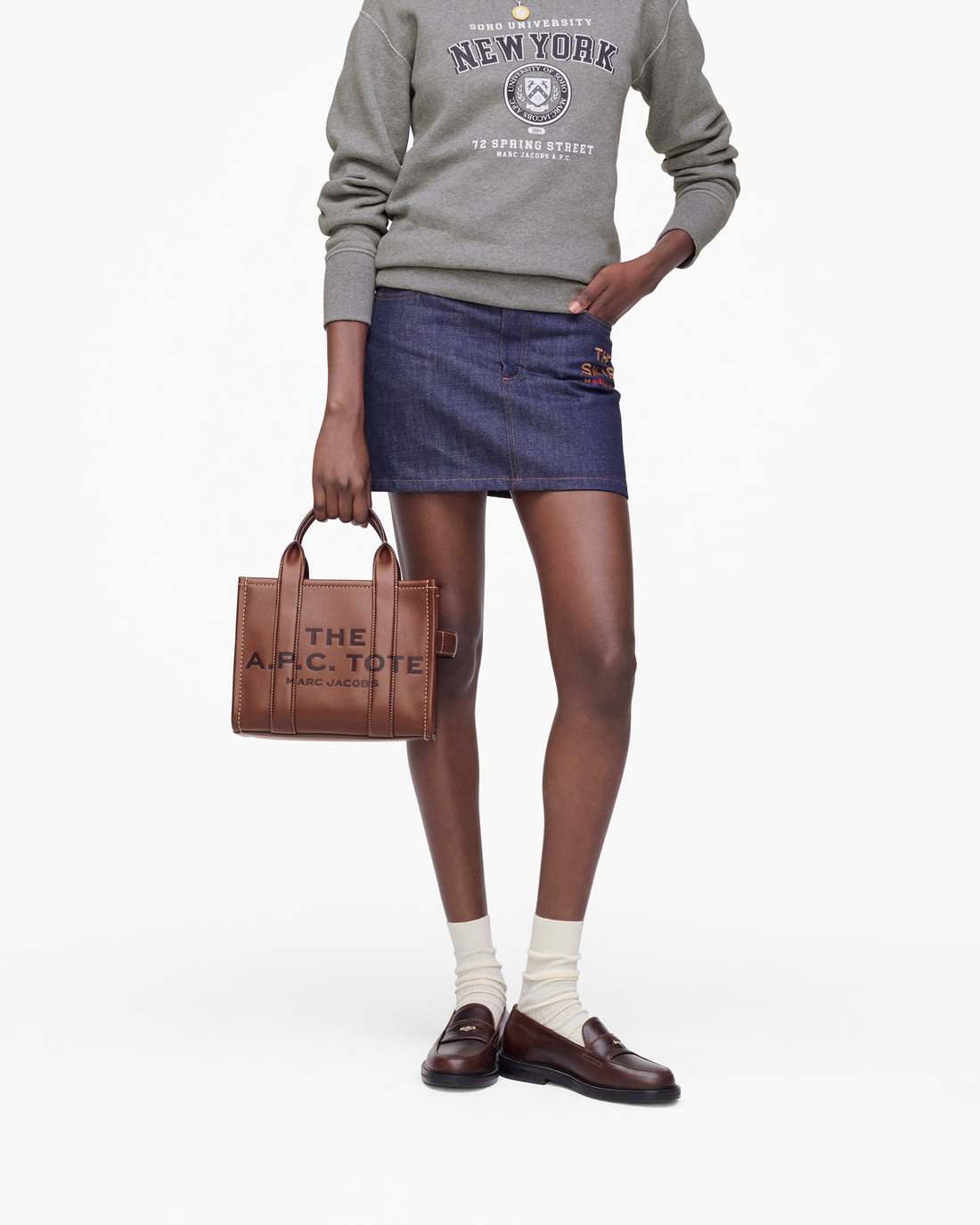 Marc Jacobs The A.P.C. X Marc Jacobs Leather Small Tote Bag Hazelnut BAGS