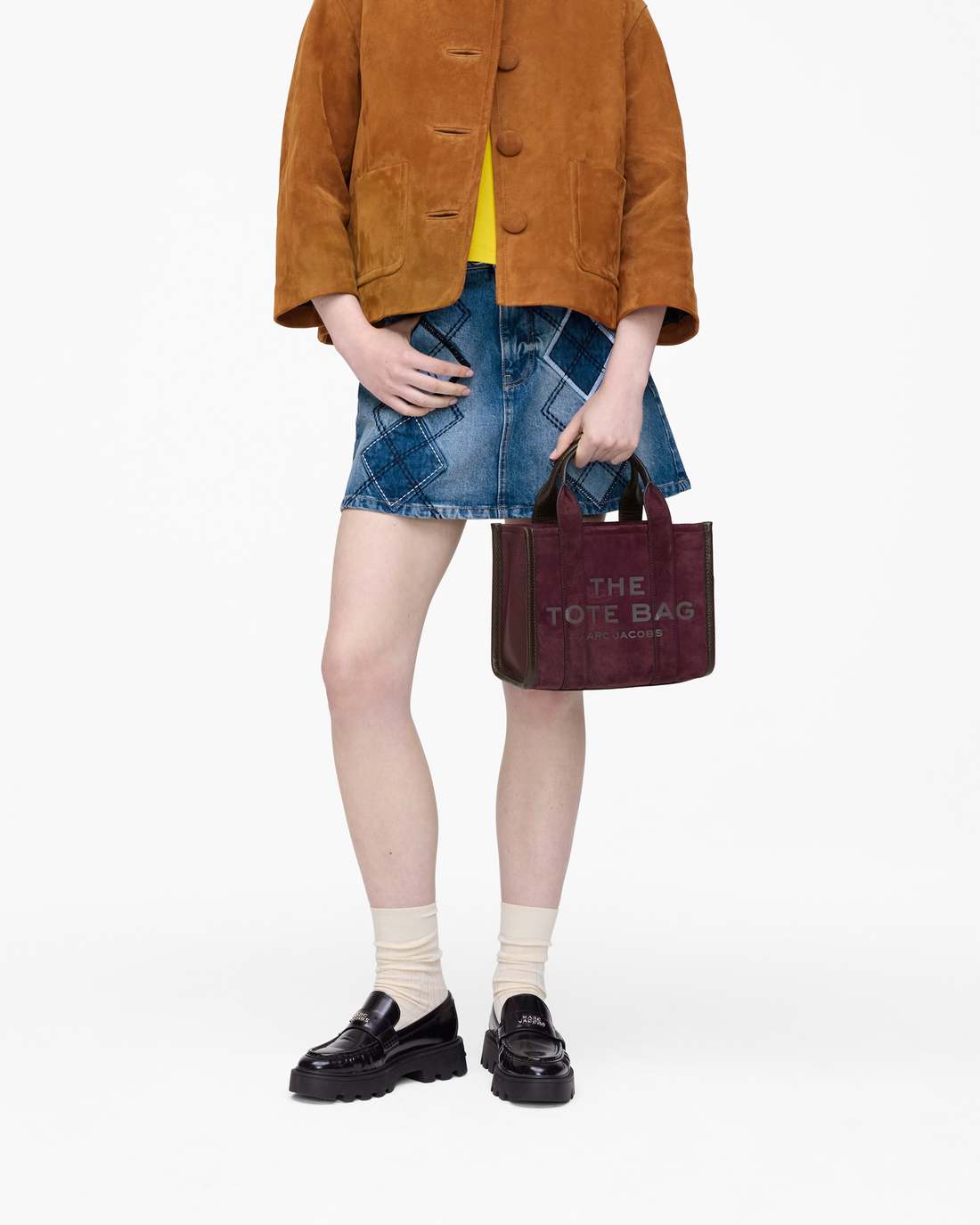 Marc Jacobs The Suede Small Tote Bag Dark Plum BAGS